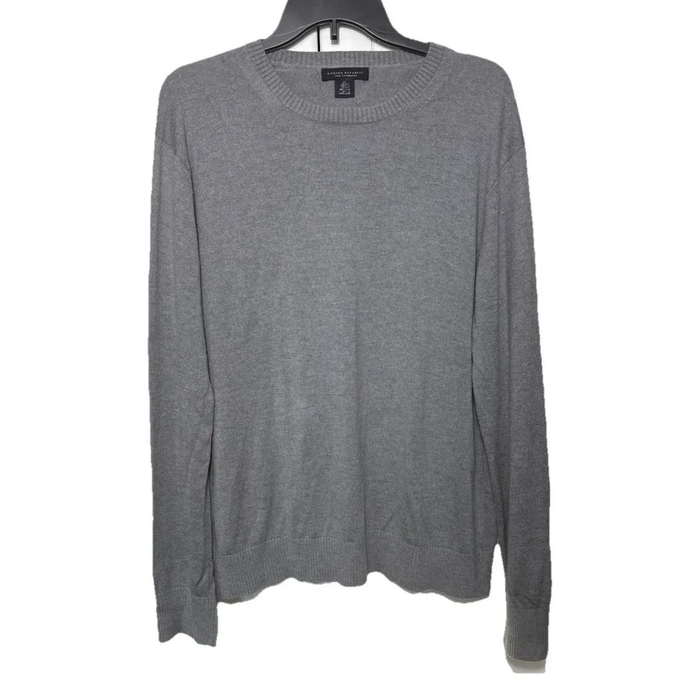 Banana Republic Silk Cashmere Gray Crew Neck Sweater Men Size‎ XL Quiet Luxury